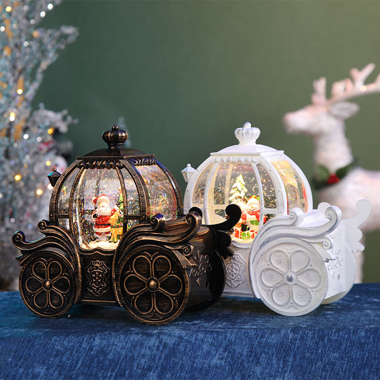 Snowmen in a carriage water lantern - Sonny & Dew 