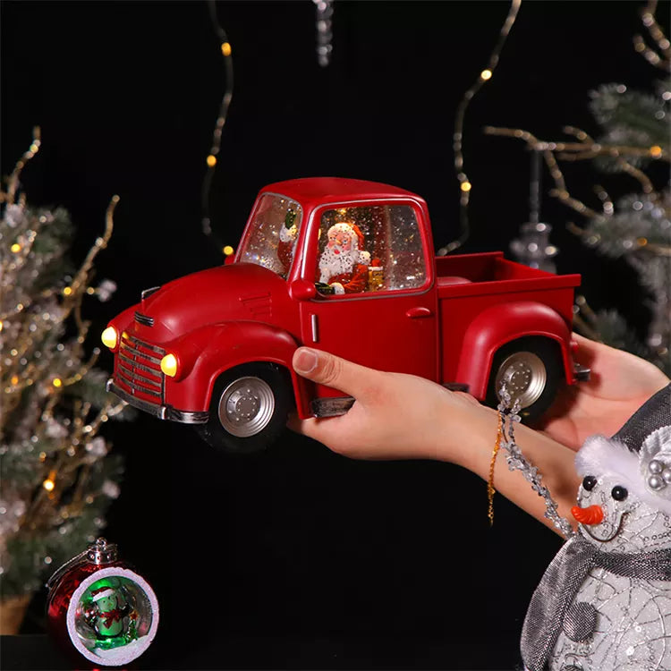 Red Truck With Santa in Spinning Water Globe Christmas - Sonny & Dew 