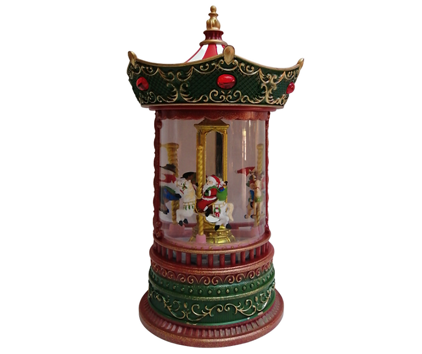 Musical Carousel With Santa Animated Moving Lighted Water Lantern - Sonny & Dew 