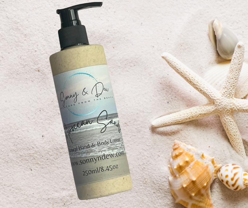 Indulge your senses and embrace the luxurious hydration of our Moroccan Sands Moisturizing Natural Body Lotion, now available in an eco-friendly 8.45oz bottle made with biodegradable wheat straw plastic. Immerse yourself in the nourishing blend of Shea Butter, Aloe Vera, and Vitamin E, specially crafted to hydrate, condition, and soften your skin.