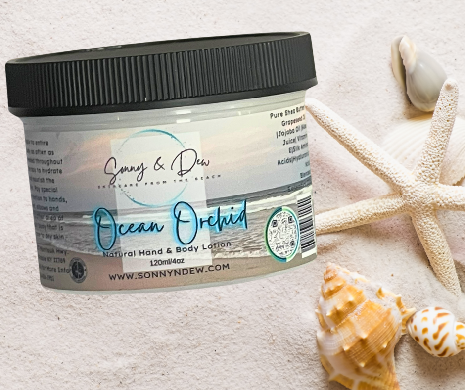 Dive into the audacious allure of our Ocean Orchid Moisturizing Natural Body Lotion for dry skin! Immerse yourself in the captivating fragrance, where the fragrant petals of ocean orchid weave a tapestry of tropical orchid and jasmine, entwined with the alluring embrace of white musk.